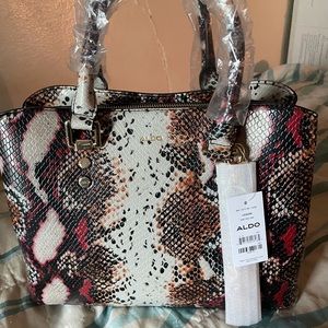 Aldo multicolored snake print satchel